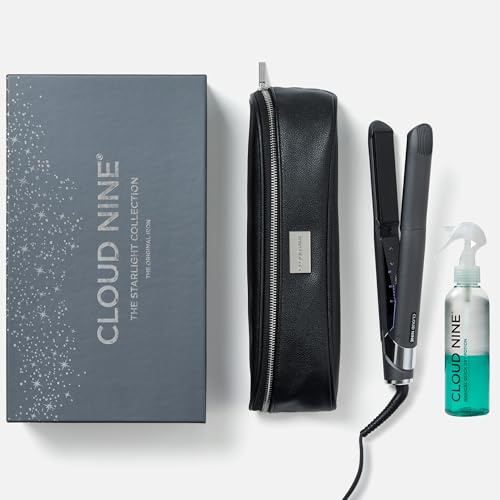 CLOUD NINE The Original Iron Hair Straightener Grey | Variable Temperature Control | Revive Mode Mineral-Infused Plates | Digital Display 360° Swivel Cord | 200ml Magical Potion Heat Protection Spray