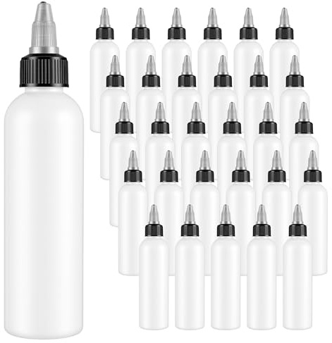 MAKTSAM 30 Pack 120ml Plastic Squeeze Bottles with Twist Top Cap, White Leak Proof Dispensing Bottles for Liquids, Oils, Sauces, Condiments, Travel Toiletries