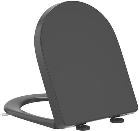 YEAUPE PRO Abattant WC Forme D PP Fermeture Douce Gabarit inclus Gris | Polypropylène anti-jaunissement, déclipsable, poignée intégrée, fixation par le dessus, compatible avec cuvettes forme D WC