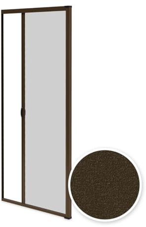Avosdim Fliegengitter-Rollo für Tür, Aluminium, Luxus, Höhe 230 x Länge 140 cm, zuschneidbar, Braun 8019, strukturiert, Insektenschutz, verstellbar