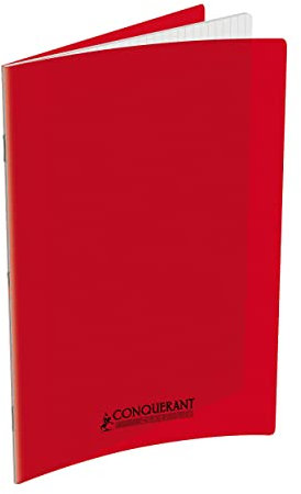 CONQUERANT Cahier Classique 24x32cm Grands Carreaux Seyès 96 Pages Agrafées Couverture Polypro Rouge
