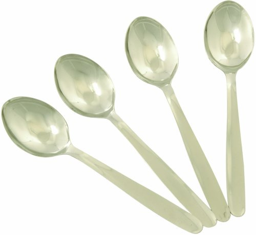 Chef Aid Dessert Spoons, Set of 4 Stainless Steel Dinner Table Dessert Spoons, Also Ideal for Picnics and Parties, Stainless Steel with Rounded Edges, Dishwasher Safe