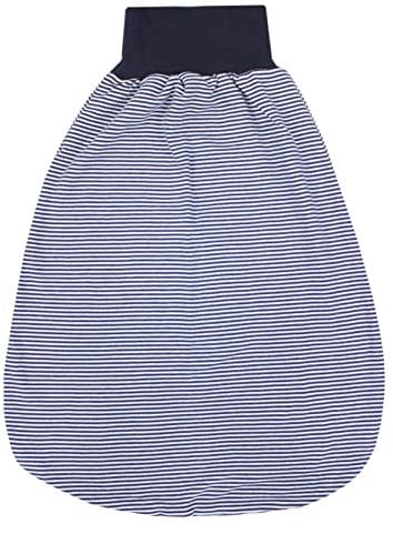 TupTam Baby Strampelsack mit breitem Bund – Unwattierter Schlafsack Baby aus Baumwolle für Frühling & Sommer, Farbe: Streifenmuster Dunkelblau, Größe: 6-12 Monate