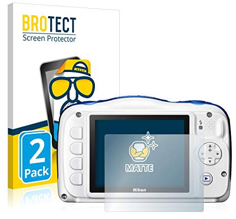 BROTECT Entspiegelungs-Schutzfolie für Nikon Coolpix W100 (2 Stück) Matte Displayschutz-Folie, Anti-Reflex, Anti-Fingerprint