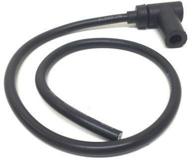 Zündkabel schwarz mit Zündkerzenstecker 90 Grad – Passend für Roller, Scooter, Mofa, Moped – Hochwertiges Zündkabel inkl. Gummi-Zündkerzenstecker