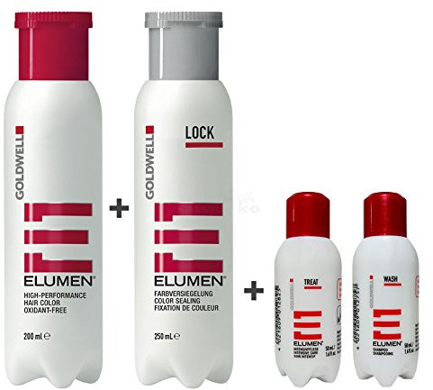 Goldwell Elumen Haarfarbe [YY@all Yellow] 200ml + 250ml Lock Versiegelung + 50ml Wash Shampoo + 50ml Treat Intensivpflege