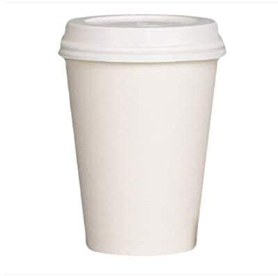 We Can Source It Ltd - 8oz Single Wall White Paper Cups with White Sipper Lids - Great for Tea, Coffee, Cappuccino, Hot Drinks - Eco-Friendly 100% Biodegradable Compostable Recyclable - 100 Pack