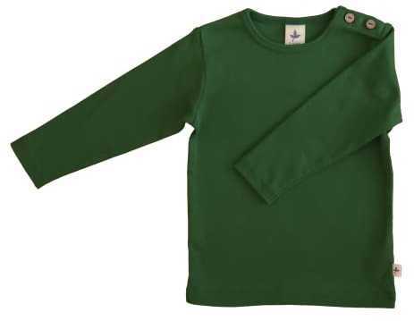 Leela Cotton Maglia a Maniche Lunghe, Verde Muschio T-Shirt, 98-104 cm Bambini e Ragazzi