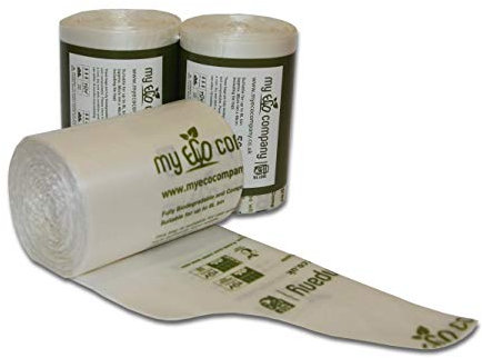 My Eco Company 7L / 8L X 150 Tie Top Compostable Kitchen Food Waste Bin Bags Caddy Liners (7 Litre / 8 Litre)