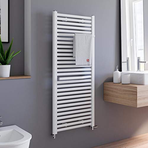 Schulte Bad-Heizkörper Miami, 121x50 cm, 754 Watt, Anschluss unten, alpin-weiß, Design-Heizkörper mit Handtuchhalter-Funktion