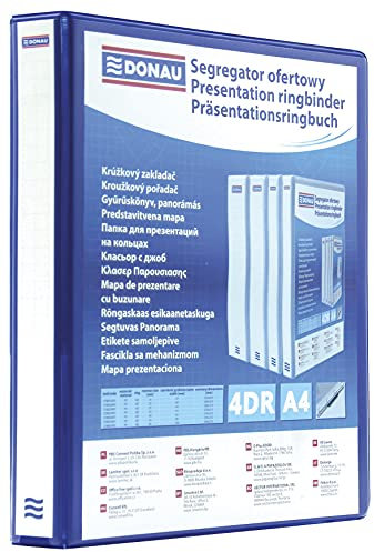 DONAU 2788204PL-10 Präsentationsringbuch Präsentationsordner Ringbuch Präsentation/Blau / 4-D-Ring-Mechanik-Mechanik DIN A4 Füllhöhe 20 mm/mit Taschen/ 1 Stück