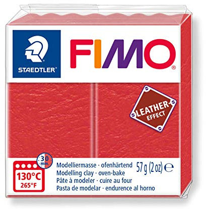 STAEDTLER 8010-249 Fimo Leather-Effect ofenhärtende Modelliermasse (für kreative Objekte im Leder-Look, lederähnliche Optik und Haptik) Farbe wassermelone