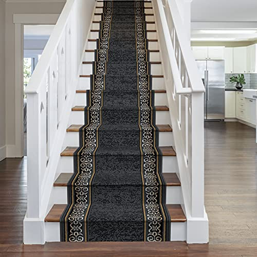 runrug Soft & Comfortable Stair Runner - Smooth & Durable Carpet for Stairs - Stain-Resistant, Fade-Resistant - Multiple Sizes - 60cm x 600cm - 9mm Thick - Tribal, Grey