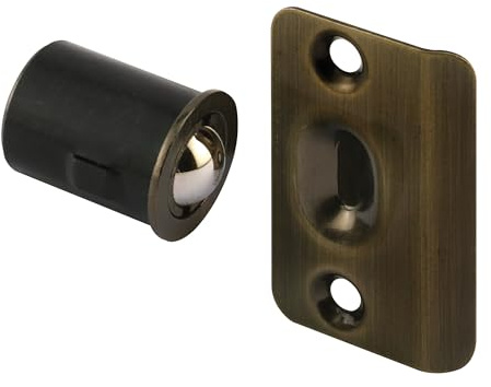 Prime-Line Doorstop, Drive-in Ball Catch with Strike, Large, Antique Brass | Diecast Construction, Single Pack