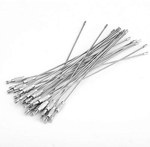Fydun 20 Stück Schlüsselanhänger Kabel Beutel Edelstahldraht Schlüsselringe Seil Schlüsselring mit Schraubverschluss Silber für Gepäckanhänger Schlaufen Key Organizer Arts Projects