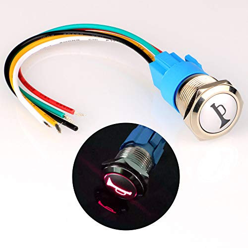 Gebildet 12V-24V/5A 19mm Pre-cableado Momentáneo Altavoz de Bocina Botón Impermeable Metal Interruptor con Rojo LED para Coche o Barco