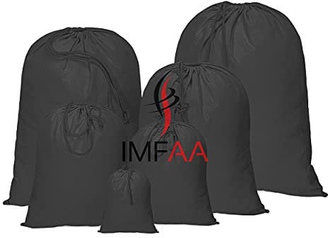 IMFAA XX-Large(70x85) Drawstring Laundry Sack, Stocking, Storage, Muslin 100% Cotton Shopping Bags. (Pack-1, Black)