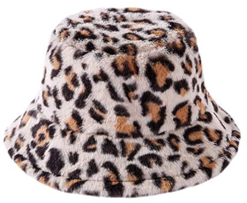 VALICLUD PlüSch Fischerhut Damen Warm MüTze Leopard Muster EinheitsgrößE Weich FüR Herbst Winter Outdoor AktivitäTen