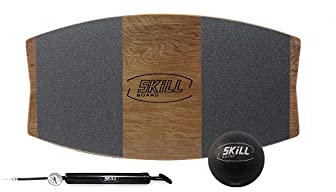 The Skill Board Mini - Holz Balance Board - Balance Trainer in Reisegröße für alle Sportarten, Fitnessstudio, Stehpult oder Hofspiele - inkl. Fitnessball, Ballpumpe, Griptape