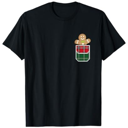 Lebkuchenmann Cookie in A Pocket Buffalo Plaid Weihnachten T-Shirt