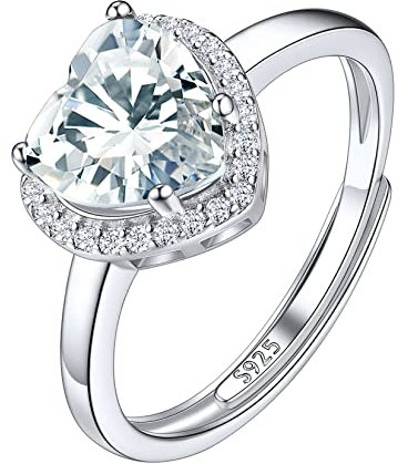 Suplight Damen Ringe aus 925 Sterling Silber Kristall Fingerring mit Geburtsstein April in Herzschnittform Zirkonia Damenring Synthetischer Diamant