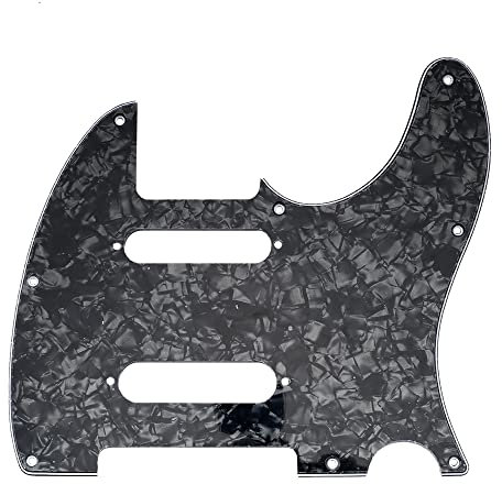 Musiclily Pro 8 Löcher SS Gitarre Tele Schlagbrett Pickguard für USA/Mexico Fender Deluxe Nashville Telecaster E-Gitarre, 4-lagig Black Pearl