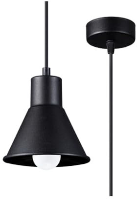 Sollux Beleuchtung Decke Einfache Lampe für Haus Büro Minimalistische Dekoration Ohne Glühbirnen Aus Stahl Pendelleuchte TALEJA 1 Schwarz E27 Größe 14x14x120