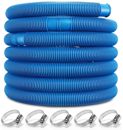 Monzana® Poolschlauch 10m Ø 38mm flexibel mit Muffen 5X Schlauchschellen UV Chlor resistent Schwimmbadschlauch Pumpenschlauch Wasserschlauch Blau