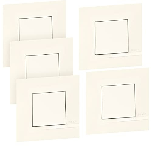 BTicino - Lot de 5 interrupteurs ou va-et-vient Altège 10AX 250V avec connexion à bornes automatiques - livrés complets avec plaques de finition blanc Neige et griffes de fixation pour rénovation