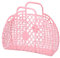 Jelly Bag für Kinder, Mädchen, Frauen, Kinder-Strandtasche, modische Kunststoff-Jelly-Geldbörse, 80er Jahre Retro-Geldbörse mit Sackleinen (Large, Pink)