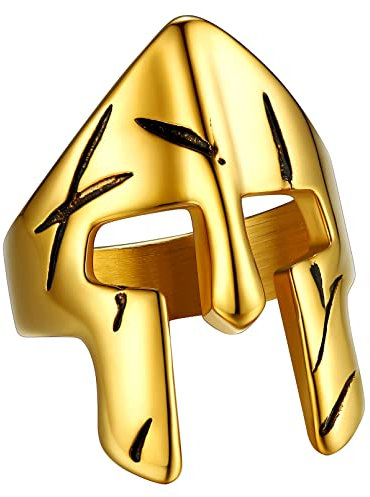FaithHeart Herren Damen Sparta Helm Ring Retro Vintage Fingerring in Ringgröße 67 Hip pop Statement Ring Partnerring Freundschaftsring für Geburtstag Halloween