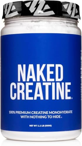NAKED Pure Micronized Creatine Monohydrate Powder - NSF Certified, Unflavored, 500g, 1.1lb Bulk - Vegan, Non-GMO, Gluten-Free, Soy-Free, No Fillers, Supports Muscle Growth & Strength - 100 Servings