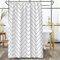Aotiwe Haken Duschvorhang, Duschvorhang Weiß Stoff Geometrische Gewellte Dreiecksstreifen Polyester 150X180cm