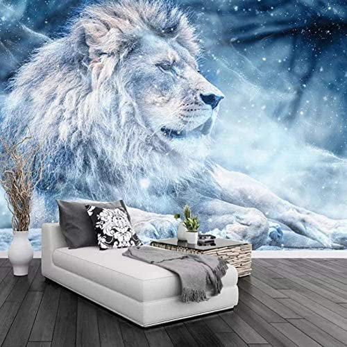 Papier Décoratif Pour Salon Bureau Salle De Bain Personnalisé Toute Taille Murale Papier Peint 3D Lion Des Animaux Décoration Murale Art Moderne Peinture Murale 3D Mur Photo Papier Peint Mural, 200 x