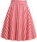 Damen Swing Rock 50s Retro Vintage Rockabilly Knielang Festliche R?ck 50er Jahre Vertikale Streifen A-Linie Faltenrock High Waist Skater Rock Party M?dchen Glocken Sommer Freizeitrock Rot XXL