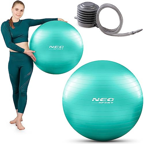 Neosport Ballon de Gymnastique Ergonomique – Ballon d'exercice antidérapant – Système Anti-éclatement – Ballon de Fitness – pour Les Exercices de rééducation, pour Les Femmes Enceintes, comme