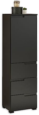 SPICE Hohe Badezimmer Kommode mit Schubladen in Schwarz matt - Badezimmerschank Bad Schrank mit viel Stauraum - 40 x 134 x 32 cm (B/H/T)