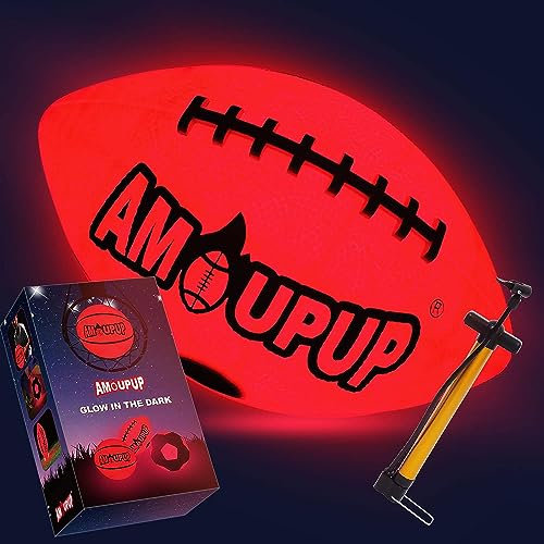 AceMining Leuchtender American Football, Size 5 LED Bright Football Geschenke, Rugby Ball Leuchtend, Rugby Ball Kinder, Football Leuchtet im Dunkeln Fußball Geschenke für Jungs Kinder