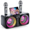 Musyvocay Sistema de Karaoke Portátil, 30W Altavoz Bluetooth Multifuncional con 2 Micrófonos UHF Inalámbricos y Ranuras Recargables, Karaoke Completa para Amigos en Casa