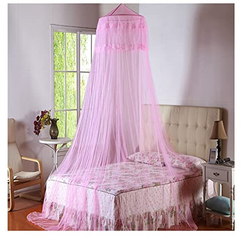 CENAP Klassisches hängendes Moskitonetz, Baldachin, Kuppel, Prinzessinnenbett, Baldachin, Bettdecke, Vorhang, Zelt, Schlafzimmer, dekorieren (Farbe: Rosa)