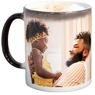 Smartphoto Personalisierte Magische Tasse - Keramiktasse mit Foto Ihrer Wahl - Geschenkidee für Männer, Frauen, Valentinstag, Muttertag, Vatertag, Geburt, Hochzeit - Weiß-Schwarz