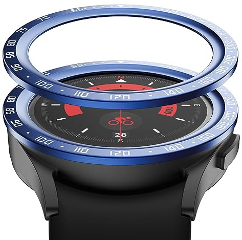 GIOPUEY Schutzring Kompatibel mit Samsung Galaxy Watch 5 Pro, Bezel Ring Bezel Styling Lünette Schutz hülle, Schutzring aus Aluminiumlegierung aus Metall - E-Blue
