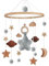 Mobile Baby - Mobile babybett Baby Spielzeug mit Häkeln Stern Mond Wolken Grau Baby Mobile für bett | Holz Mobile Baby Windspiel Geschenk für mädchen oder Jungen