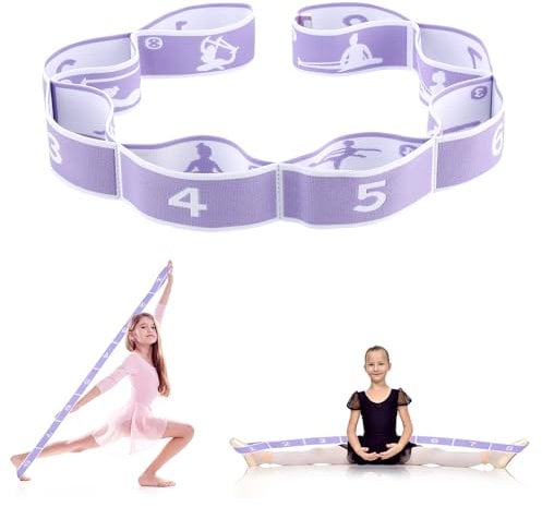 Stretching Strap, Multi-Loop Elastic Yoga Stretch Strap Flexible Stretch Resistance Bands Stretching Equipment for Physical Therapy, Pilates, Yoga, Dance, Gymnastics Exercise (Purple)