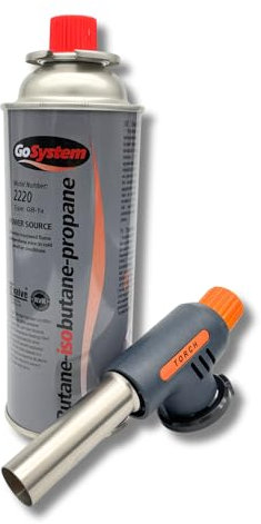 AirTech-UK Kitchen Blow Torch - Professional Culinary Torch with Auto Ignition and 227g Butane-IsoButane Propane Gas Cartridge