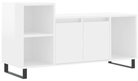 vidaXL Mobile Porta TV Bianco Lucido 100x35x55 cm in Legno Multistrato