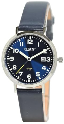REGENT Damen Armbanduhr Analog Lederarmband dunkelblau UR2114077 Analoguhr | Analoguhr