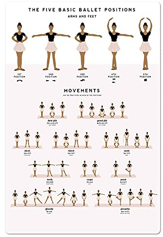 FJQWKLF Ballett-Wissensposter, grundlegende Ballettbewegungen, Metallschilder, Raumdekoration, Retro-Plakette, Club, Schule, Zuhause, Wanddekoration, 20,3 x 30,5 cm, 20,3 x 30,5 cm