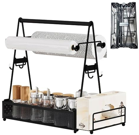 XJKLBYQ Grill Caddy, Edelstahl Caddy Organizer, Metall BBQ Caddy mit Papierhandtuchhalter, Utensil Caddy Picknick -Gewürz Caddy Großer BBQ Grill Werkzeughalter Aufbewahrung für Camping RV Garten