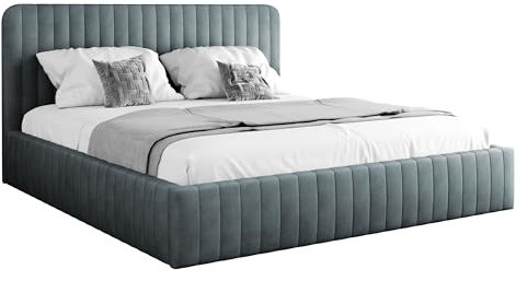 Mirjan24 Polsterbett Cizron, Doppelbett mit Bettkasten, Ehebett mit Lattenrost, Elegantes Bett mit Polsterkopfteil, Bettgestell (Velluto 18, 140 x 200 cm)